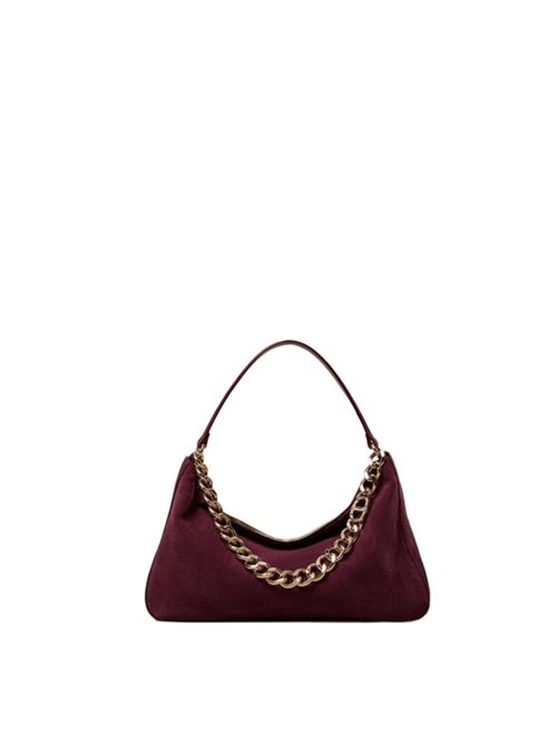 Borsa da donna in pelle scamosciata, a mano/spalla, catena, colore bordeaux. TWINSET | 252TB716205609